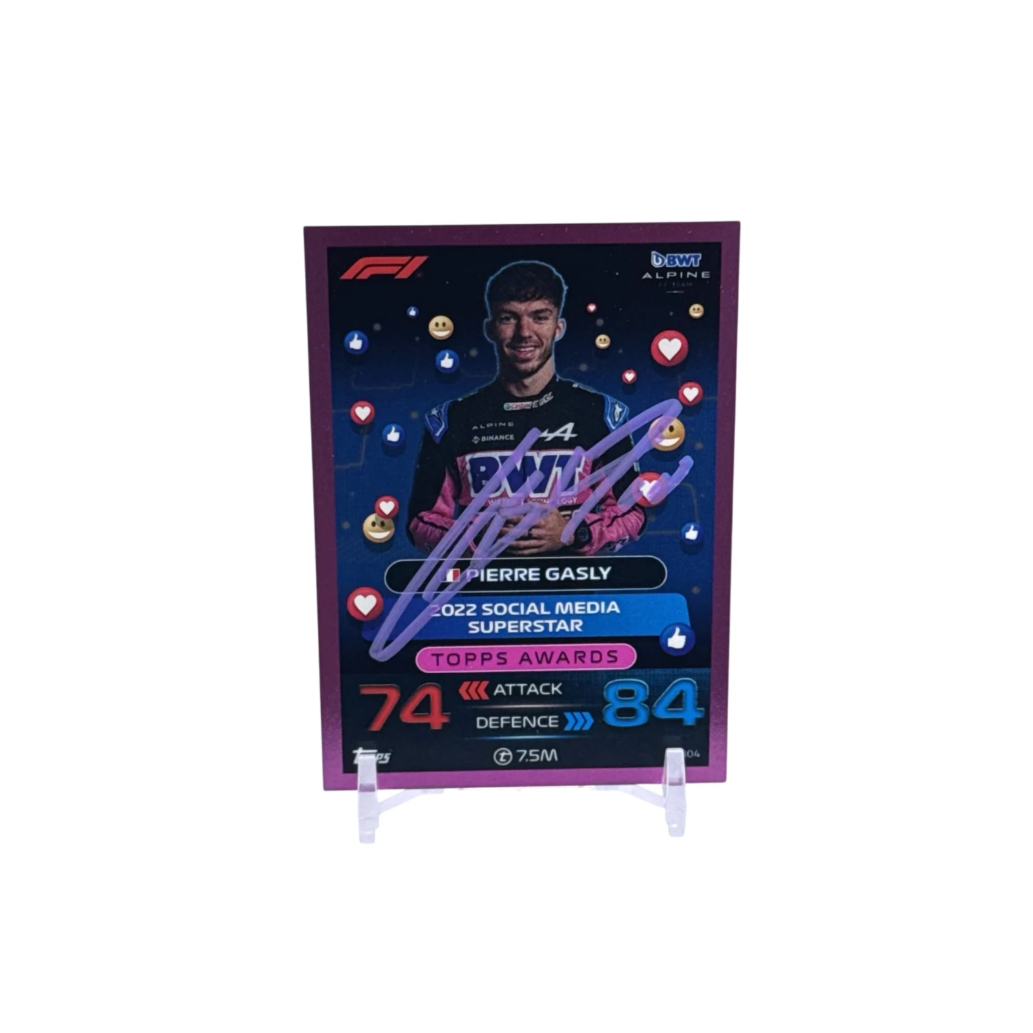 Alpine - Topps karta Pierre Gasly, Pink Parallel Edition