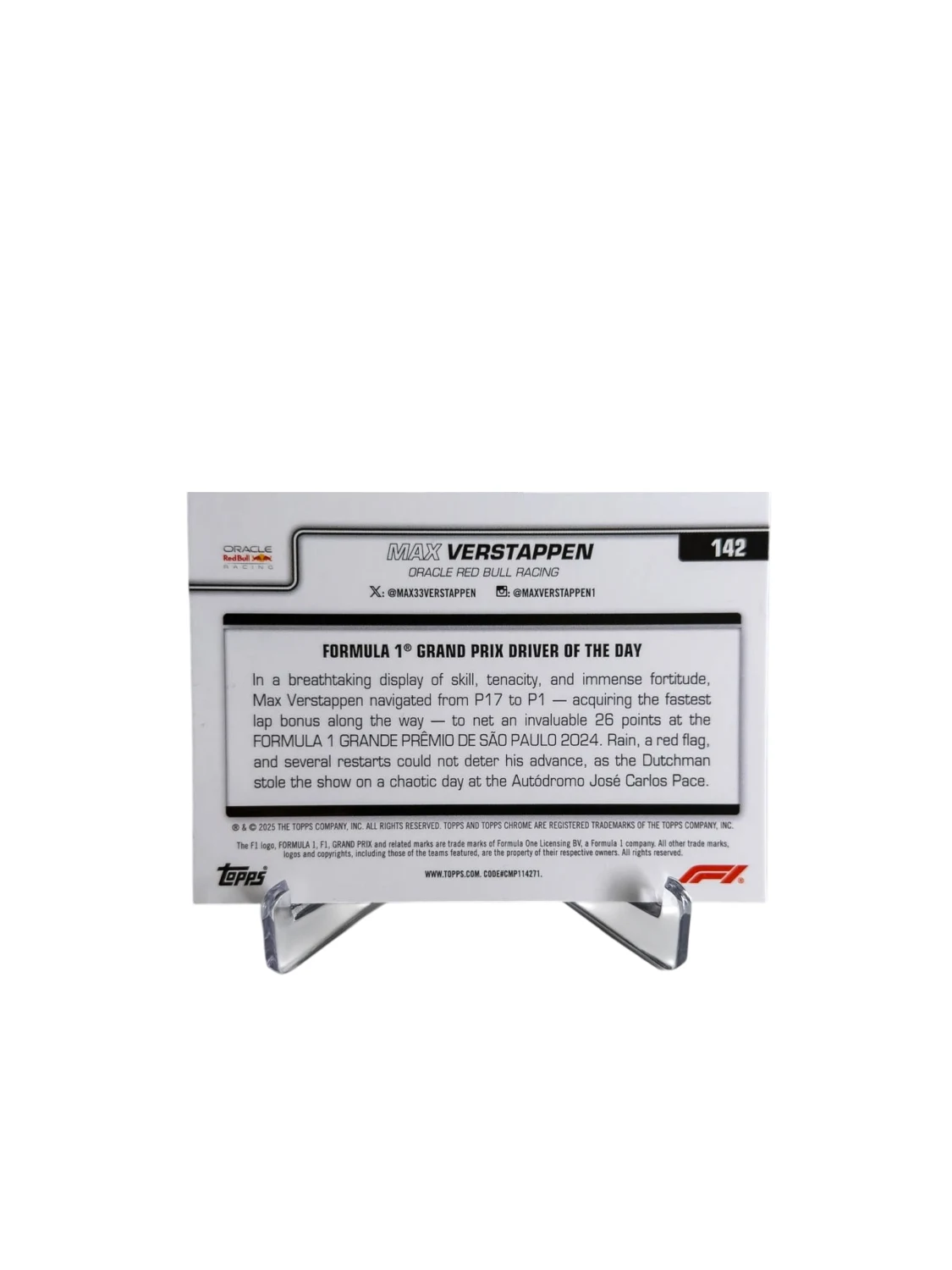 Redbull - Max Verstappen Topps karta